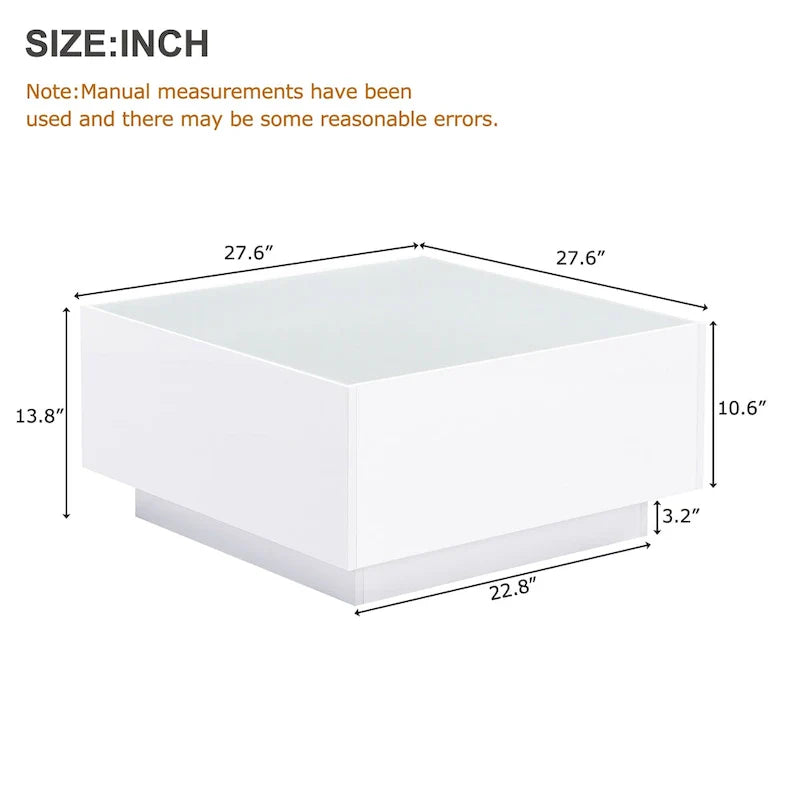 Table basse LED avec plateau en verre trempé dépoli