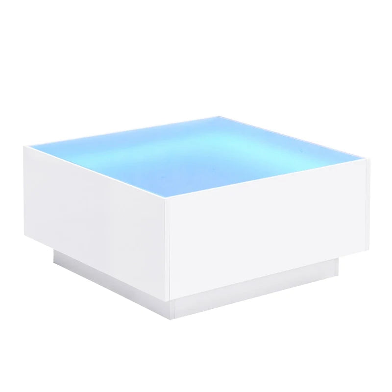 Table basse LED avec plateau en verre trempé dépoli