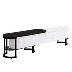 Meuble TV extensible avec 3 tiroirs et pieds réglables en métal (Convient aux téléviseurs jusqu'à 75 pouces)
