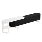 Meuble TV extensible avec 3 tiroirs et pieds réglables en métal (Convient aux téléviseurs jusqu'à 75 pouces)