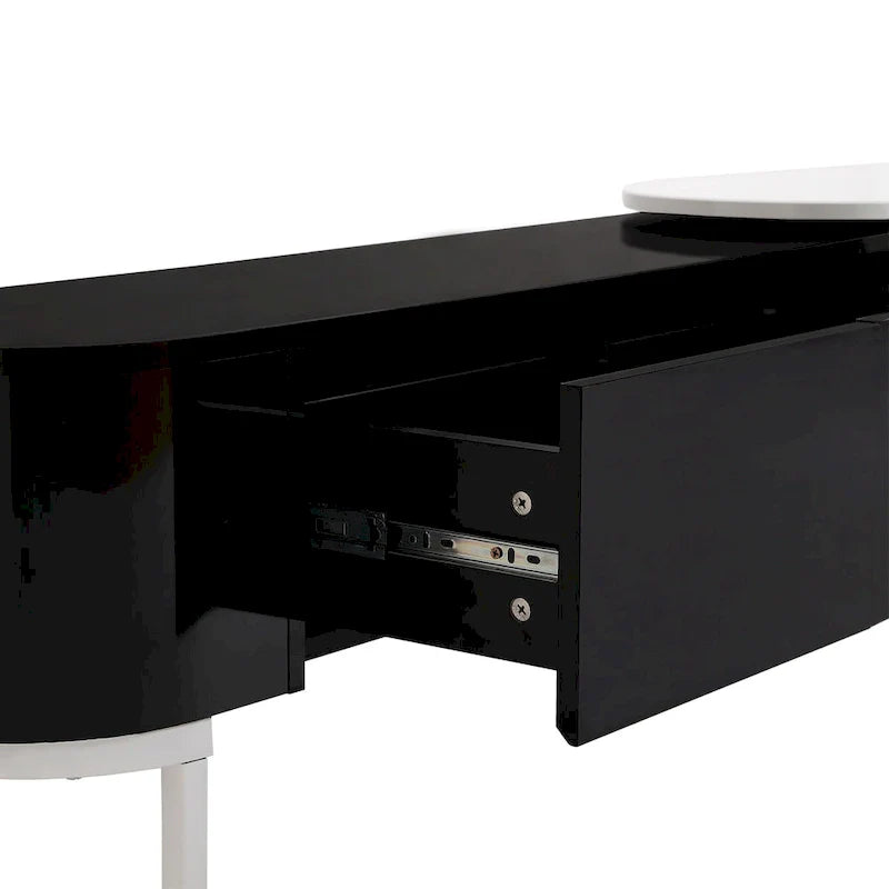 Meuble TV extensible avec 3 tiroirs et pieds réglables en métal (Convient aux téléviseurs jusqu'à 75 pouces)