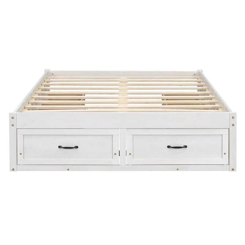 Lit plateforme double avec 6 tiroirs de rangement