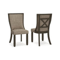 Lot de 2 chaises de salle à manger, noir, polyester tissé gris marron