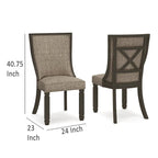 Lot de 2 chaises de salle à manger, noir, polyester tissé gris marron