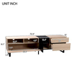 Meuble TV pour téléviseur de 80 pouces avec double espace de rangement, console multimédia, centre de divertissement avec porte abattante