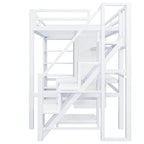 Lit mezzanine en métal avec bureau, armoire et escalier intégré – Lit simple/double