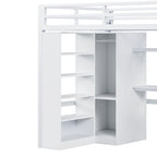Lit mezzanine en métal avec bureau, armoire et escalier intégré – Lit simple/double