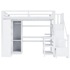 Lit mezzanine en métal avec bureau, armoire et escalier intégré – Lit simple/double