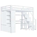 Lit mezzanine en métal avec bureau, armoire et escalier intégré – Lit simple/double