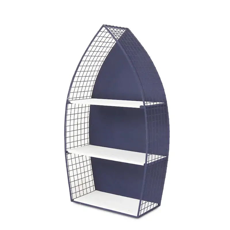 30.25 Étagère murale à 3 niveaux Bateau à rames bleu