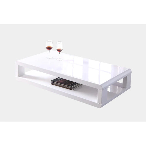 Table basse moderne 48" Euro laquée blanche brillante