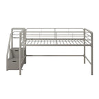 Lit mezzanine double junior avec marches de rangement