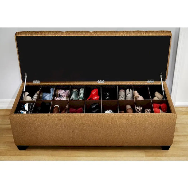 Banc de rangement pour chaussures capitonné avec siège rembourré
