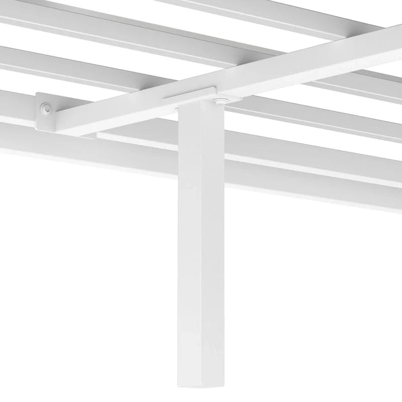 Cadre de lit plateforme baldaquin en métal blanc King Size