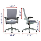 Chaise de bureau ergonomique réglable en hauteur – Tissu gris