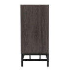 Meuble TV avec cheminée électrique en bois gris contemporain