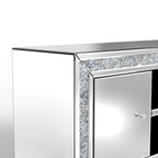 Meuble TV miroir de 59 po avec incrustation de diamants écrasés et armoires de rangement