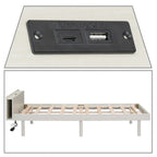 Cadre de lit plateforme en bois pour lit jumeau avec port de chargement USB