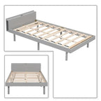 Cadre de lit plateforme en bois pour lit jumeau avec port de chargement USB