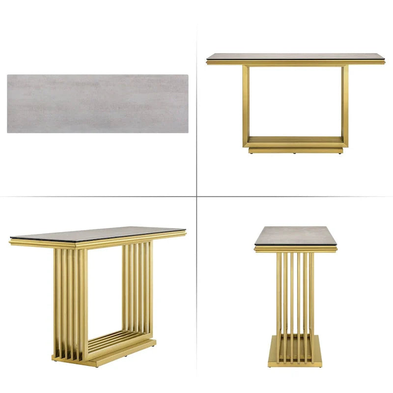 Console en verre rectangulaire de 60 pouces avec base en métal