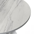 Table à manger ronde avec plateau en résine et piètement colonne en acier blanc