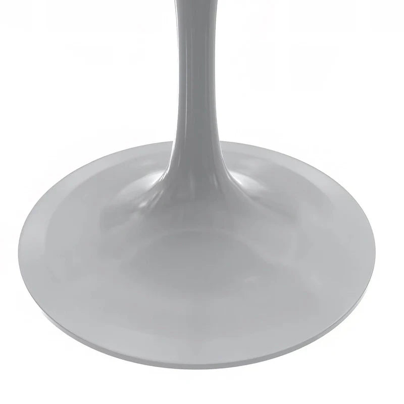 Table à manger ronde avec plateau en résine et piètement colonne en acier blanc