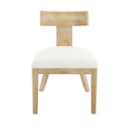 Chaises de salle à manger rembourrées à dossier à lattes en tissu et en hévéa (lot de 2)