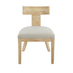 Chaises de salle à manger rembourrées à dossier à lattes en tissu et en hévéa (lot de 2)