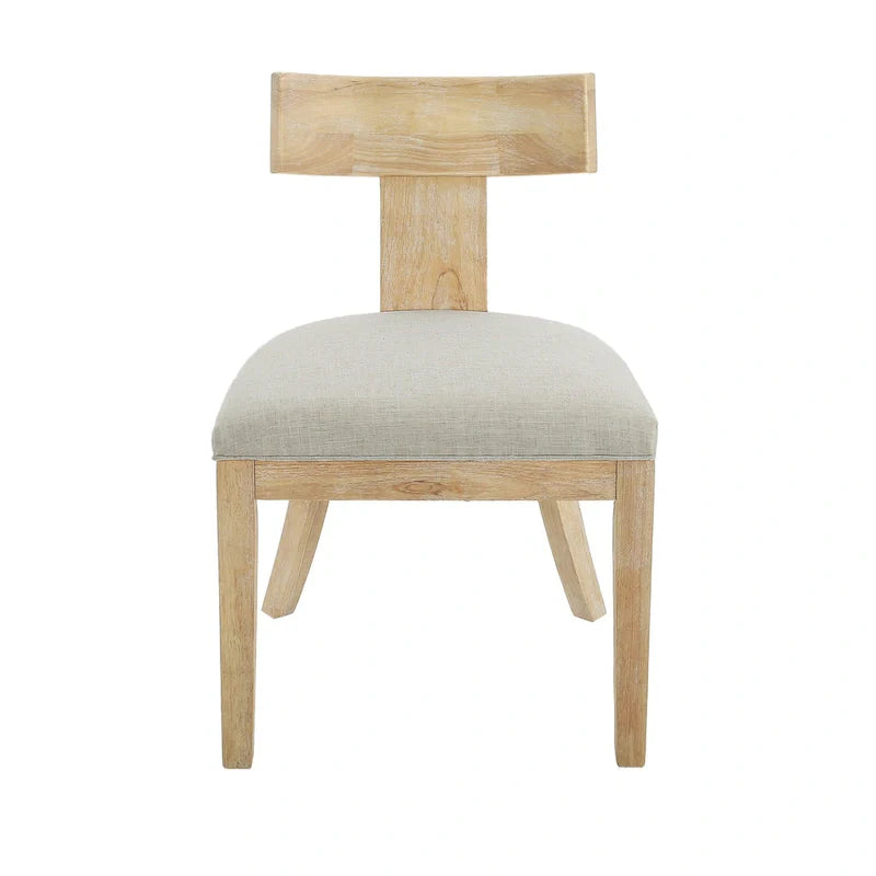 Chaises de salle à manger rembourrées à dossier à lattes en tissu et en hévéa (lot de 2)